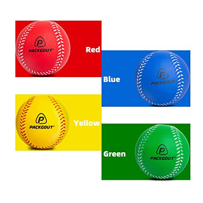 PACKGOUT Soft Foam Baseballs for Kids & Teenagers - Practice & Replacement Balls - color: Colorful-4 pack