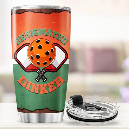 Designated Dinker Pickleball Gift 20oz Tumbler, Funny Stainless Steel Insulated Travel Cup for Men and Women, Unique Pickleball Player Mug for Birthday, Christmas, Retirement - color: Pickleball Lover