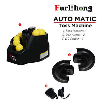 Furlihong 6902BHA Rechargeable Baseball/Softball Toss Machine with Extendable Ball Stacker, Height Adjustable, Use Regulation Baseballs, Softballs or Dimpled Balls, for Hitting Batting Practice