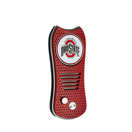 Switchblade Divot Repair Tool with Logo Printed Removable Magnetic Ball Marker-Best Divot Fixer - style: Ohio State Buckeyes