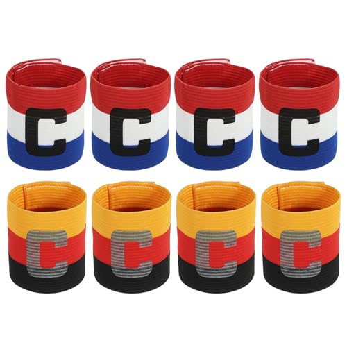 MECCANIXITY Soccer Captain Armband, Captain Arm Bands for Soccer Elastic Captain C Arm Band Sports Captain Armbands for Football Team Training Youth & Adult - color: Black Orange/Blue Red