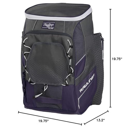 Rawlings | IMPULSE Backpack Equipment Bag | Baseball/Softball | Multiple Styles - color: Purple