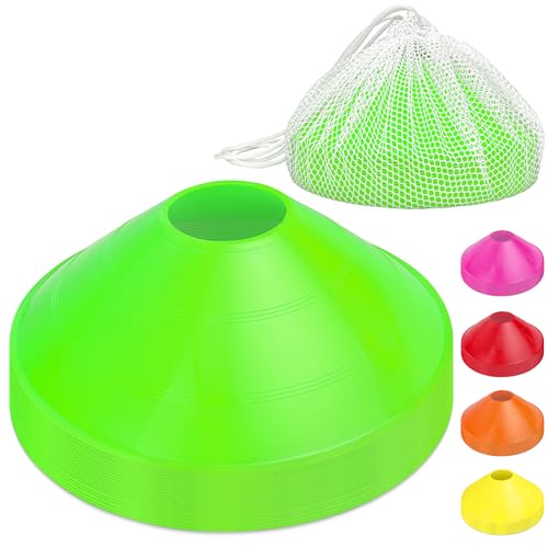 GoSports Premium Sports Cones for Agility Training and Drills - 20 Pack with Tote - Orange, Green, Pink, Yellow, or Red - color: Green