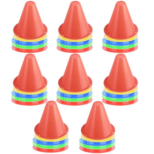 OUKENS Training Marker Cones, 10pcs 3 Inch Mini Sports Cones Football Training Sports Equipment Roller Skating Barriers Plastic Marker Holder Accessory for Fitness Practice - color: Colorful x 40