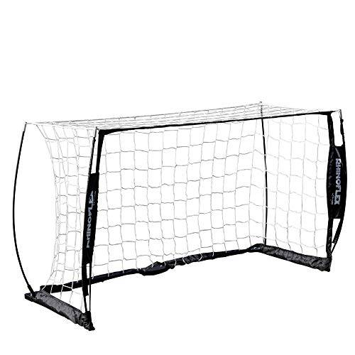 Champion Sports Rhino Flex Portable Soccer Goal – Durable Pop-Up Soccer Net with Carry Bag, Ground Stakes, and Sturdy Frame, Easy Setup for Backyard Practice or Games - style: 3' x 5'