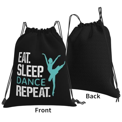 Eat Sleep Dance Repeat Unisex Drawstring Backpack Bag Sport Gym Travel Swim Sackpack - color: Eat Sleep Dance Repeat