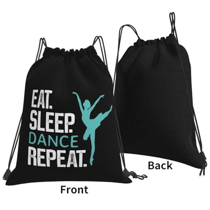 Eat Sleep Dance Repeat Unisex Drawstring Backpack Bag Sport Gym Travel Swim Sackpack - color: Eat Sleep Dance Repeat