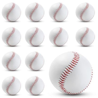 Rarapop Blank Standard Baseball Balls, Official Size 9 Inch Leather Covered Practice Baseball Training Ball for League Play, Pitching, Hitting, Batting, Fielding, Autograph - style: Hard-12pack