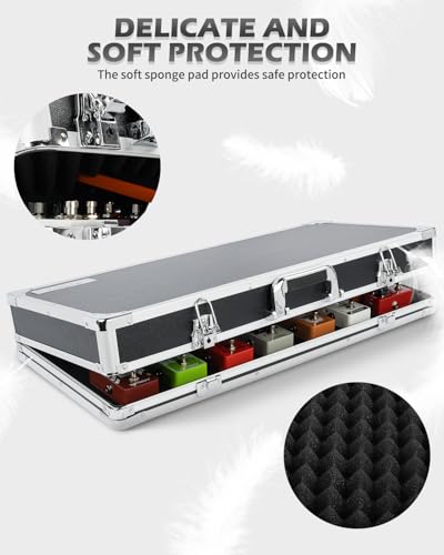 STRICH Guitar Pedal Case STANDARD 28, 27.5" x 11.8" x 4.3" Large Aluminum Locking Effect Pedal Case with Mounting Tape, Compatible with Single Pedals & Multi-Effects - size: STANDARD 28 (27.5" x 11.8" x 4.3")