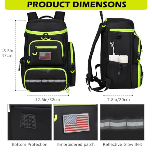 HAMBOLY Pickleball Bag for Men & Women, Large Pickleball Backpack with Shoes Compartment and Cooler, Fence Hook Design - color: Black + Green