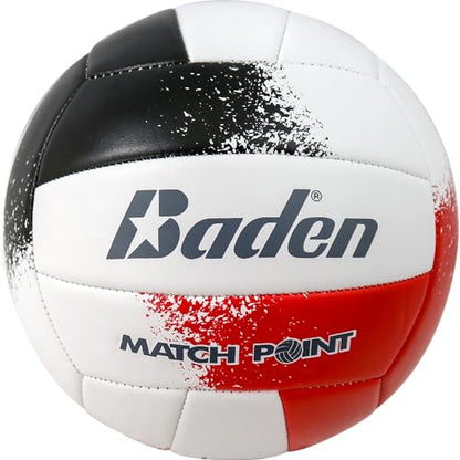 Baden | Match Point | Cushioned Synthetic Leather | Outdoor Recreation Backyard Volleyball + College Camp Ball | Official Size 5 - color: Red/Black/White