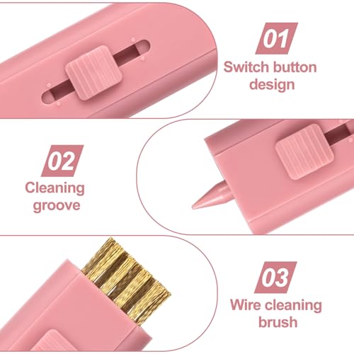 PAGOW 2 Pack Retractable Golf Club Cleaner Brush, Portable Double-Sided Golf Club Brush Groove Cleaner-Multicolor - color: Pink