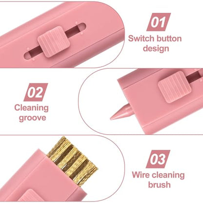 PAGOW 2 Pack Retractable Golf Club Cleaner Brush, Portable Double-Sided Golf Club Brush Groove Cleaner-Multicolor - color: Pink
