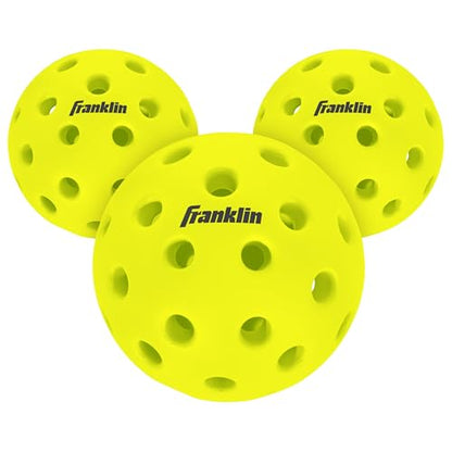 Franklin Sports Silent Serve Foam Pickleballs - Quiet Soft Pickleballs for Noise Reduction - Indoor + Outdoor Official Size Balls - Great for Practice + Training - 3 Pack - Optic Yellow