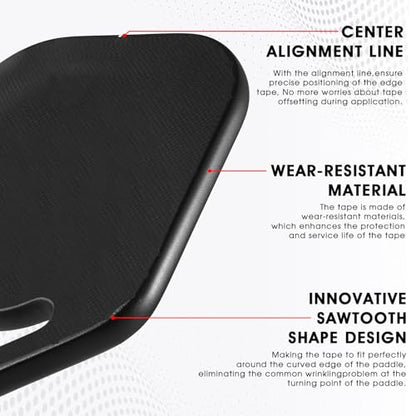 PICKLETECH Pickleball Paddle Protection Tape - Paddle Head Edge Guard - Racket Edge Protection Tape -Fit Perfectly Curved Edge -No Wrinkling - color: Black, size: Width 26mm