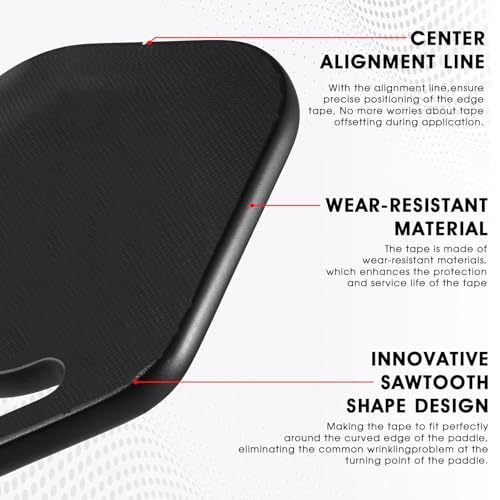 PICKLETECH Pickleball Paddle Protection Tape - Paddle Head Edge Guard - Racket Edge Protection Tape -Fit Perfectly Curved Edge -No Wrinkling - color: Black, size: Width 20mm