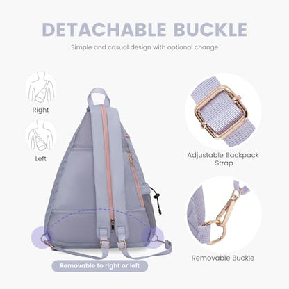 Women's Pickleball Backpack - Quilted Crossbody Sling Bag for Tennis & Pickleball Paddle - color: Purple & Pink, size: Medium