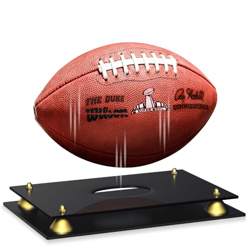 KKU Acrylic Football Display Case - Clear Double Tier Black Stand for Signed Autographed Football Display - size: Football display case