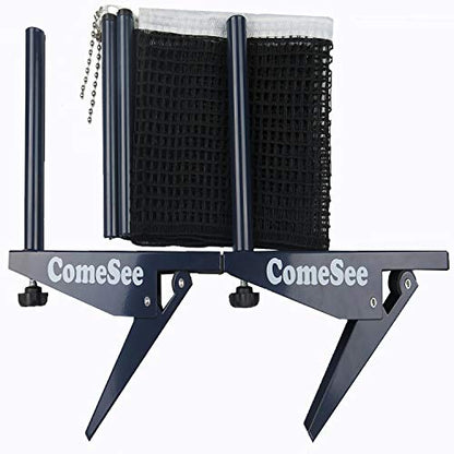 Comesee Ping Pong Net Set Table Tennis Table Post Professional Spring Activated Clamp with Net Clip Insert, 1.2 Inch Width Grip Holder, Tension and Height Adjustable Easy Set Up (Navy)