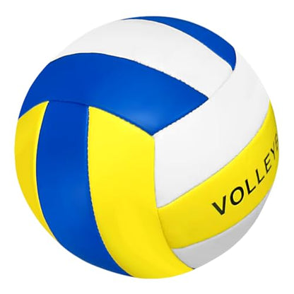 UUBEMM Volleyball Soft Touch Official Size 5 Thick Durable PU Leather Waterproof Indoor Outdoor for Beginners Teens Adults – Beach Pool Gym Training Games with Pump