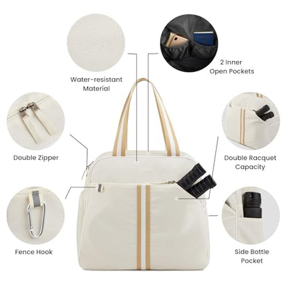 G4Free Pickleball Bag, Pickleball Bag Tote for Women and Men - color: Ivory