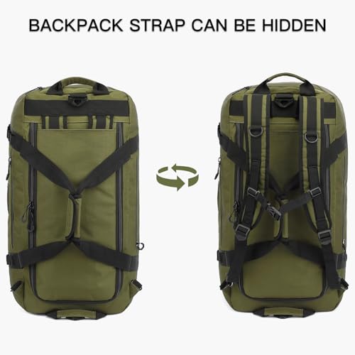 100L Extra Large Travel Duffle Bag Backpack for Men, 3 in 1 Sports Duffel Bags W/Adjustable Shoulder Strap & Dividers Gym Equipment/Gear Weekend Overnight Bag for Trip Camping Hiking, XL Green - color: Green