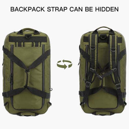 100L Extra Large Travel Duffle Bag Backpack for Men, 3 in 1 Sports Duffel Bags W/Adjustable Shoulder Strap & Dividers Gym Equipment/Gear Weekend Overnight Bag for Trip Camping Hiking, XL Green - color: Green