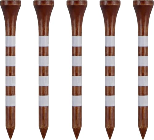 Wooden Golf Tees 3-1/4", 2-3/4", 2-1/8", 1-1/2" Available, 100 Count (Natural Color, White, Black, Blue, Red, Green, Yellow, Pink, Orange) - color: Brown & White, size: 2 3/4 Inch