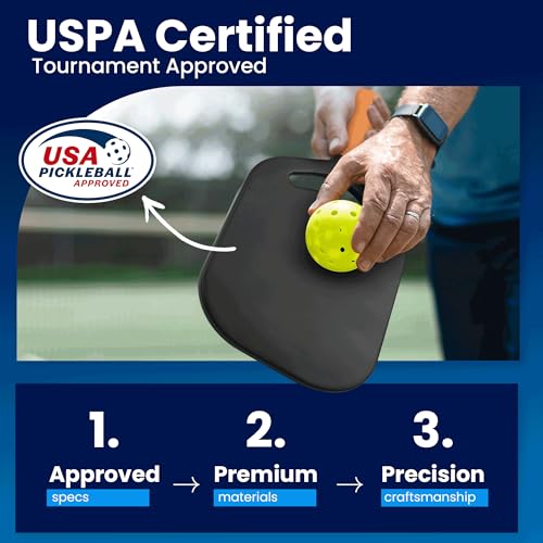 Premium Carbon Fiber Pickleball Paddle with Aero Throat – USAPA Approved, 16mm Polypropylene Honeycomb Core, Textured Carbon Grit Surface for Enhanced Spin and Control
