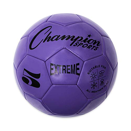 Champion Sports Extreme Series Soccer Ball – Sizes 3, 4, 5, Soft Touch, All Weather, High Air Retention, Youth & Adult League Balls for Training, Games, Outdoor & Indoor Play, Multiple Colors - color: Purple, size: Size 5