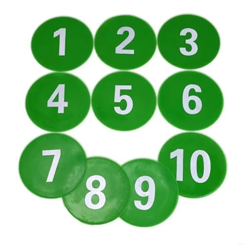 10pcs Numbered Floor Spots Markers Soccer Flat Sign Discs Footworks Training Mat - color: Green