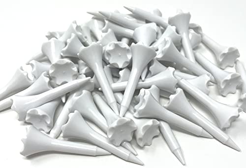 NorthPointe 1 ½” Plastic Golf Tees – Short Tees for Irons, Par Threes, Hybrids, and Driving Range - Pack of 50 or 100 Bulk in High Visibility White Durable Plastic - color: Solid White