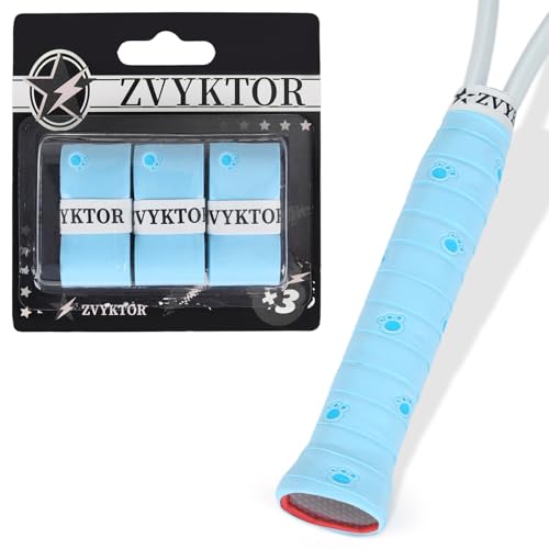 Tennis Racket Grip Tape, Ultra Thin Tacky Tennis Overgrip for Sweat Absorption & Control – Durable Anti-Slip Replacement Grip for Tennis, Badminton & Pickleball (3 Pack) - color: CAT BLUE