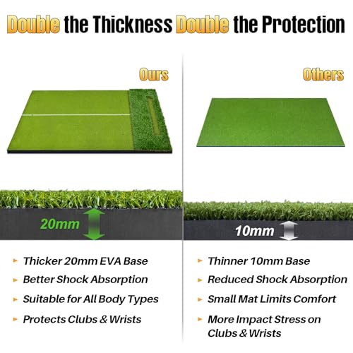 Golf Hitting Mat 6x4ft Golf Mats Practice Indoor Outdoor with 20mm EVA Base Golf Practice Mat with 9 Hitting Holes Ideal for All Levels