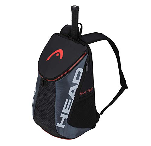 HEAD Tour Team Tennis Backpack 2 Racquet Carrying Bag w/Padded Shoulder Straps & Shoe Compartment - Black/Grey. - color: Black/Gray