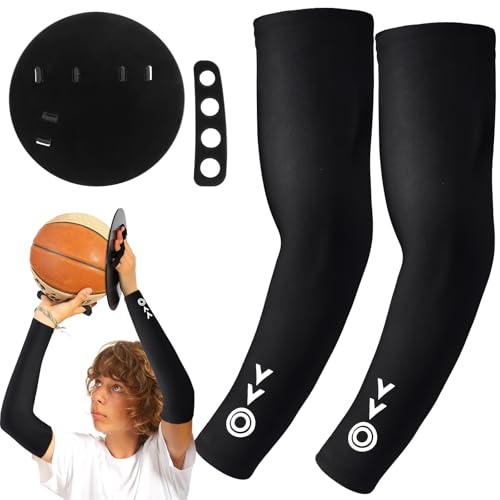 Basketball Shooting Trainer Kit Basketball Training Sleeve with Off-Hand Trainer Shooting Aid Accessories Improves Arm Strength Shot Alignment for Beginners Athletes Youth Adult