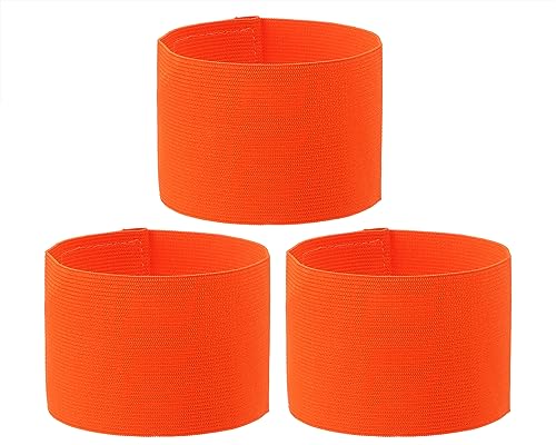 ONLYKXY 3PCS Captain Armbands 7x32.5CM/2.75x12.79inch Adjustable Leader Armband Team Sport Armband for Soccer Basketball Volleyball School Team Competition Coach Players Wrist Arm Bands - color: Orange
