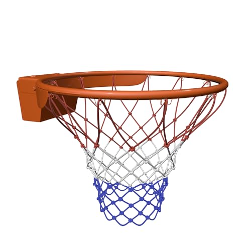 THUNDERBAY 18 inch Standard Double Spring Flex Reinforced Wall Mounted Basketball Rim, Two Nylon Nets Include One Nightlight Basketball Net - style: Basketball Rim with Protective Plate