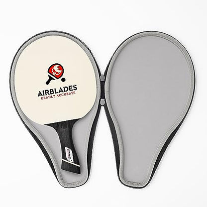 Professional Ping Pong Paddle with Hard Carry Case | Pro Table Tennis Racket | Table Tennis Paddle with Ergonomic Handle | 5 Blades of Wood with Premium Rubber and Sponge by AirBlades | Hard Carry Case