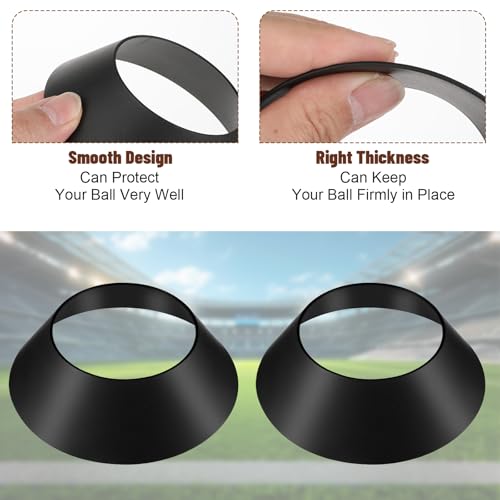 6PCS Basketball Display Stand Black Durable Acrylic Sports Ball & Trophy Holder for Basketball, Rugby, Football, Soccer, Volleyball & Memorabilia, Round Cone Storage Racks for Home, Office or Store