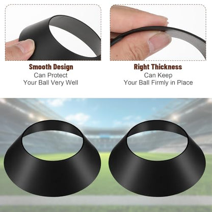 6PCS Basketball Display Stand Black Durable Acrylic Sports Ball & Trophy Holder for Basketball, Rugby, Football, Soccer, Volleyball & Memorabilia, Round Cone Storage Racks for Home, Office or Store