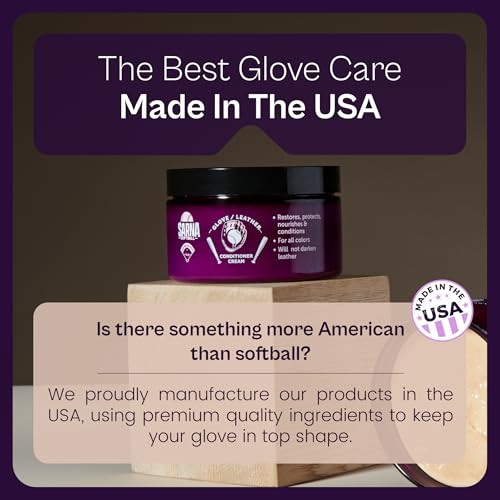SARNA BASEBALL Glove Conditioner, Cream, 4 Oz – Break in Faster, Keep Leather Maintained – Glove Conditioner for Mitts & Softball Gear Made in USA - size: 4oz Softball