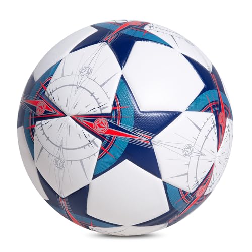 Soccer Ball Size 5, Professional Seamless Waterproof PU Training Game Ball Official Match Ball for Adults and Youth, Indoor & Outdoor with Pump and Mesh Bag