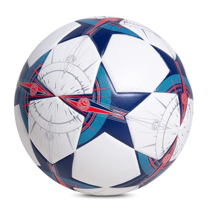 Soccer Ball Size 5, Professional Seamless Waterproof PU Training Game Ball Official Match Ball for Adults and Youth, Indoor & Outdoor with Pump and Mesh Bag