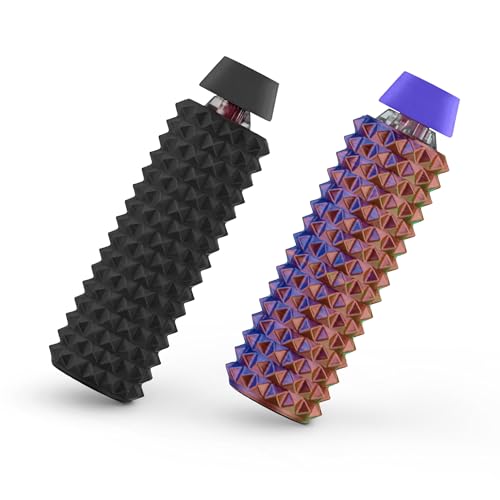Distractibles Spike Roller Clicker, Tactile Pain Stim Fidget with Clicker Switch, Pain Stimulation Roller with Lanyard (Black + NEON Harmony) - color: Black + Neon Harmony