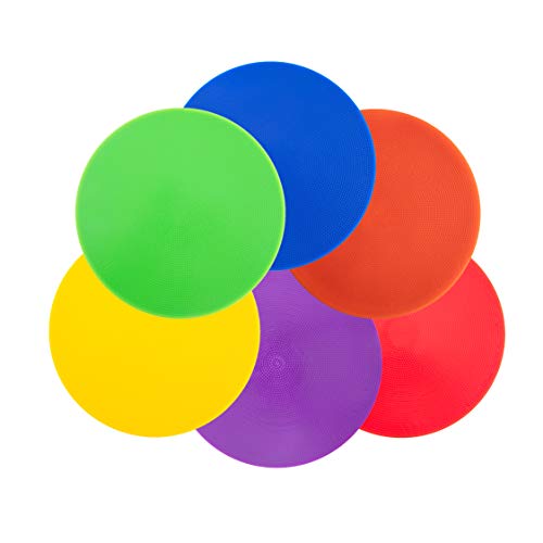 4 inch/9 Inch Colored Poly Spot Marker 12 Pcs, Non-Slip Rubber Agility Markers Flat Field Cones Floor Dots for Football, Basketball Training Markers, Dance Practice and Drills with Flat Cones Points - style: PVC 9 inch 12 Pcs