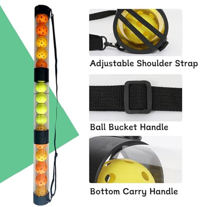 Pickleball Ball Retriever 17 Ball Pickleball Tube Ball Pickup Tennis Ball Tube with Shoulder Strap, Easy Pickup Portable Pickleballs Balls Holder
