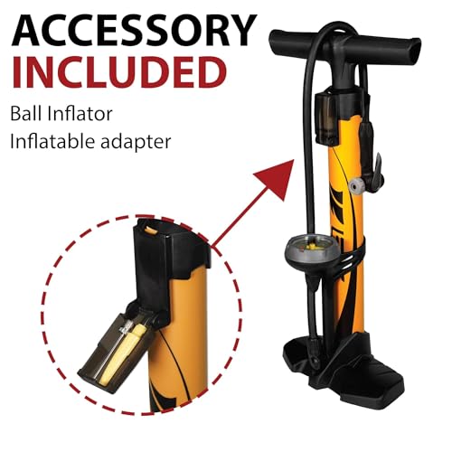 BV Bicycle Pump Durable Bike Floor Pump 17/24 inch Smart Valve Head, 160 psi, Automatically Reversible Presta and Schrader