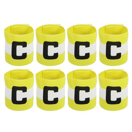 MECCANIXITY Soccer Captain Armband, Captain Arm Bands for Soccer Elastic Captain C Arm Band Sports Captain Armbands for Football Team Training Youth & Adult - color: Yellow/White