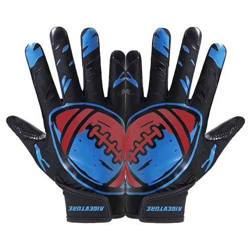 AIGEVTURE Youth Football Gloves Kids Receiver Gloves Sticky Football Gloves for Boys Girls - color: Football B, size: Youth M